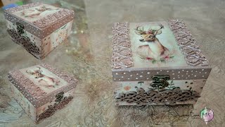 How to make a simple and beautiful Christmas box decoupage diy christmas newyear [upl. by Rosane]