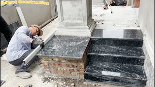 Construction Of Steps For The Side Porch Made Of Bricks And Installation of Outdoor Granite [upl. by Cote]