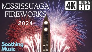 Mississauga TownHall Fireworks 2024 4k Soothing music [upl. by Supen747]