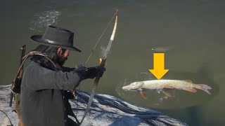 Catch fish with a bow amp Arrow ITS POSSIBLE  RED DEAD ONLINE [upl. by Notna]