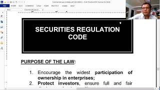 Law on Securities Regulation by Atty Lyndon Maceren CPA REB MBA JD [upl. by Bocoj]