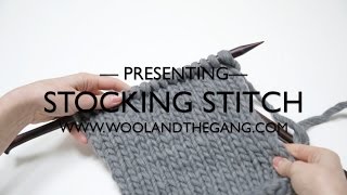 How to Knit the Stockinette  Stocking Stitch with Wool and the Gang [upl. by Wendy794]