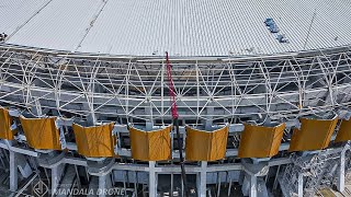 PEMASANGAN PENUTUP ATAP TRIBUN SELATAN HAMPIR BERES‼️RAMPUNG BARENG JISBANTEN INTERNATIONAL STADIUM [upl. by Wang]