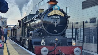 Decent action at Exeter St Davids Ft 7029 clun castle and 5043 earl of mount edgecumbe the mayflower [upl. by Reamy722]