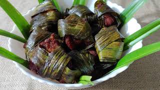 Pandan chicken ll Pandan Rambe Rambha leaf wrapped chicken fry [upl. by Acinoed]