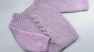 Chambrita para bebé Tejido a Crochet Punto Fantasía MUY FÁCIL 36 meses paso a paso Rápido de hacer [upl. by Sandye]