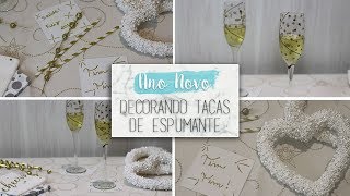 Decorando taças de espumante  DIY Ano Novo  Unique Home [upl. by Ennovyahs]