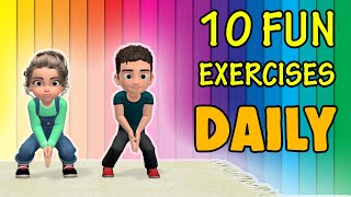 10 Fun Daily Exercise For Kids To Do At Home [upl. by Leonerd]