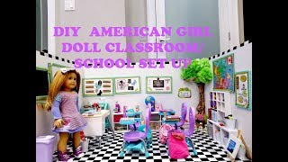 DIY American Girl Doll ClassroomSchool Set Up [upl. by Ahsinet151]