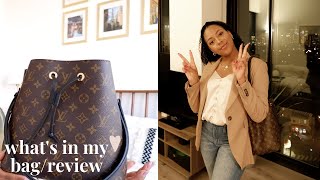 Louis Vuitton Neo Noe  Whats In My BagBag Review [upl. by Anoirtac]