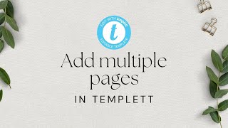 How to add multiple pages in Templett Templett Tutorial [upl. by Ennayrb279]