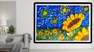 Vincent van Gogh painting style  Sun flower field  Liyajone [upl. by Netsirc]