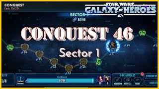 CONQUEST 46  Hard Sector 1 Feats w BOSS FEATS SWGOH [upl. by Adnohsirk72]