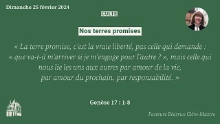 « Nos terres promises » par la Pasteure Béatrice CléroMazire le 25022024 à lOratoire du Louvre [upl. by Crean]