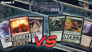 MTG Modern  Calibrated Blast vs Infect  Hunter Burton Memorial Open  Round 3 [upl. by Ellenwad705]