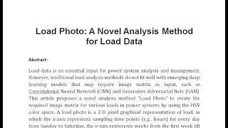 Load Photo A Novel Analysis Method for Load Data [upl. by Colin]