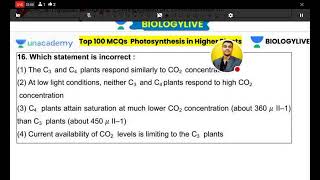 Photosynthesis in higher plants MCQ practice [upl. by Brunhild]