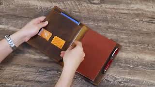 Retro Genuine Leather A5 Notebook Sleeve Travel Portable Journal Sketchbook Holder [upl. by Durston]