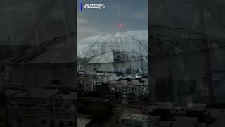 Hurricane Milton rips the roof of Tropicana Field to shreds [upl. by Acisej]