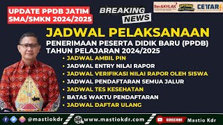 Jadwal Ambil PIN EntryVerifikasi Nilai Rapor Siswa Pendaftaran amp Daftar Ulang PPDB Jatim 2024 [upl. by Aili]