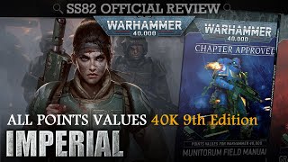 ALL POINTS VALUES Imperial WH40K 9th Edition Munitorum Field Manual  Chapter Approved 2020 [upl. by Wardieu]