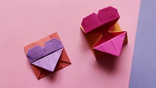 How to make an easy origami box with heart  DIY heart box amp envelope [upl. by Nolaj10]