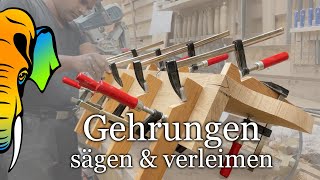 Gehrungen mit der Tauchsäge  Gehrungen fest verleimen  Lange Bohle abrichten Fensterbänke Teil 9 [upl. by Ardien185]