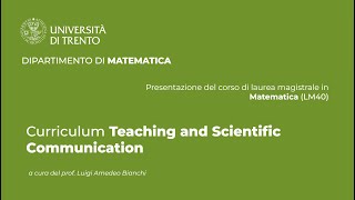 LM Matematica  quot Teaching and Scientific Communicationquot [upl. by Amyaj]