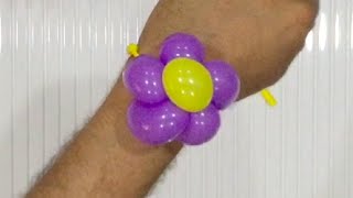 How to make a Balloon flower wristband bracelet  Balloon twisting tutorial [upl. by Moser]