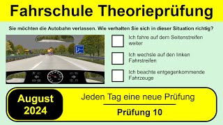 🚘 Führerschein Theorieprüfung Klasse B 🚗 August 2024  Prüfung 10 🎓📚 [upl. by Ronacin143]