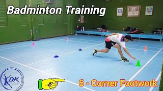 6 Corner Footwork  Badminton Training [upl. by Goldshell]