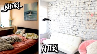 DREAM BEDROOM MAKEOVER ☆ DIY White Brick  Rose Gold [upl. by Yaras]