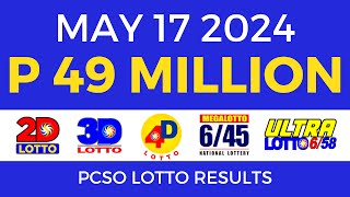 Lotto Result Today 9pm May 17 2024  Complete Details [upl. by Aitnwahs]