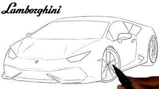 How to draw a Lamborghini Car  Easy Step by Step Lamborghini Drawing  Super Car Drawing [upl. by Wellesley970]