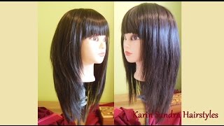 Long Layered Bob haircut with bangs  Long length layers haircut tutorial  Modern Shag haircut [upl. by Assereht900]