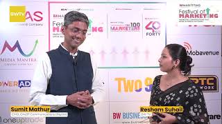 Sumit Mathur Chief Marketing Officer One97 Communications Paytm  BW Marketing World [upl. by Leifer]