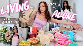 First Week Living Alone Grocery Haul New Office  More [upl. by Ddarb]