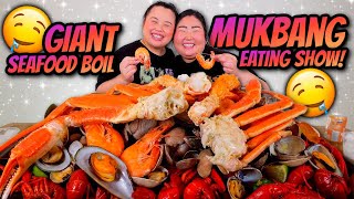 Giant King Crab Seafood Boil  Giant Shrimp  Snow Crab  Crawfish Mukbang 먹방 Eating Show [upl. by Zeeba]