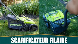 LE MEILLEUR SCARIFICATEUR FILAIRE – Greenworks DT13B00 [upl. by Adnana172]