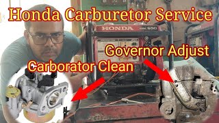 Honda ebk 650 Generator Carburetor Cleaning And Governor Adjustment [upl. by Norven765]