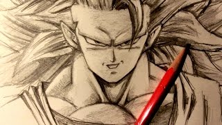 ASMR  Pencil Drawing 34  Super Saiyan 3 Goku Request [upl. by Dust806]