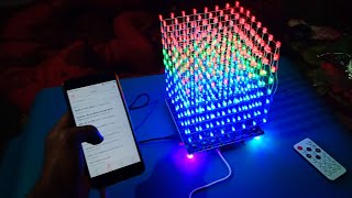 DIY WIFI 8x8x8 3D LED Cube its music Reactive LED cube [upl. by Wahs]