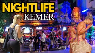 KEMER ANTALYA TURKEY NIGHTLIFE IN SHOPPING STREET AND LIMAN STREET WALKING TOUR [upl. by Mou554]