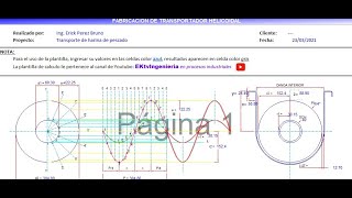 Diseño y calculo de transportadores Helicoidales  Según Manual Martins [upl. by Pellet842]