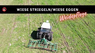 Weidepflege 22  Wiese striegelnWiese eggen [upl. by Rupert]