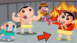 Arsonist Shinchan Burns The Spaceship In Super Sus 😱🔥  Shinchan Playing Among Us 3D  Funny Game 😂 [upl. by Jocko]