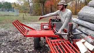 Homemade log splitter in operation [upl. by Lenci994]