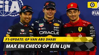 F1update Polesitter Verstappen helpt Perez in kwalificatie Abu Dhabi Hamilton klaar met 2022auto [upl. by Seltzer]