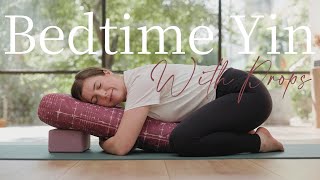 Yin Yoga Bedtime 30 Minutes With Props  FullBody Deep Stretch with Bolster ampor Yoga Blocks [upl. by Ananna456]