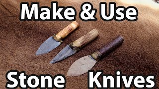 How to Make and Use a Stone Knife [upl. by Ezirtaeb71]